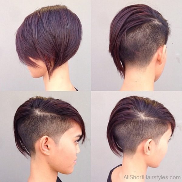 Sassy Straight Undercut Pixie Cut with Slight Purple Coloring