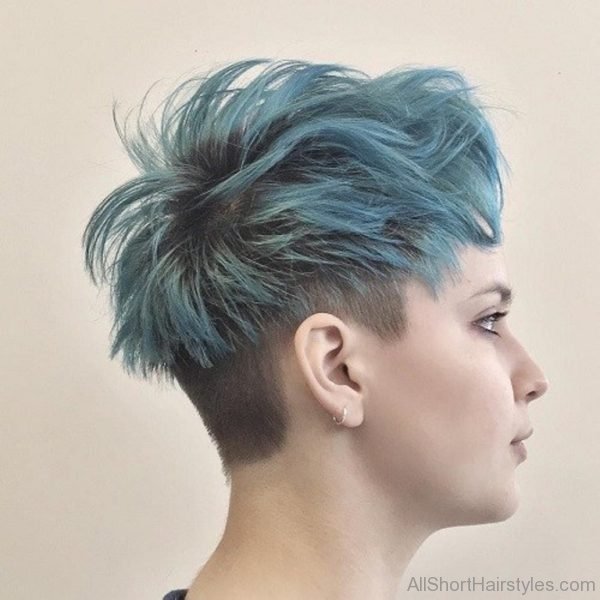 Short Shaggy Pastel Blue Undercut Hairstyle