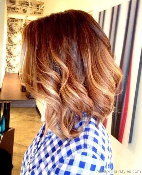 Short Wavy Long Ombre Bob Hairstyle