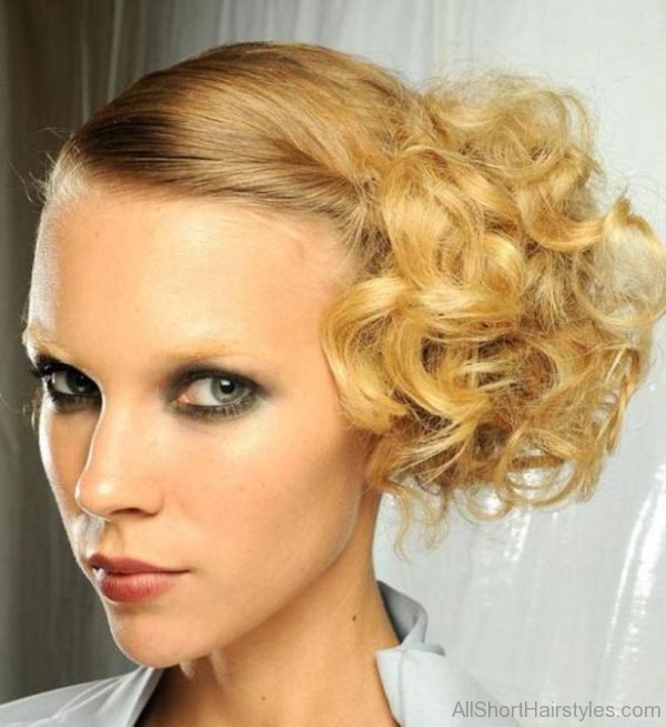 Side Curly Updo For Short Hair