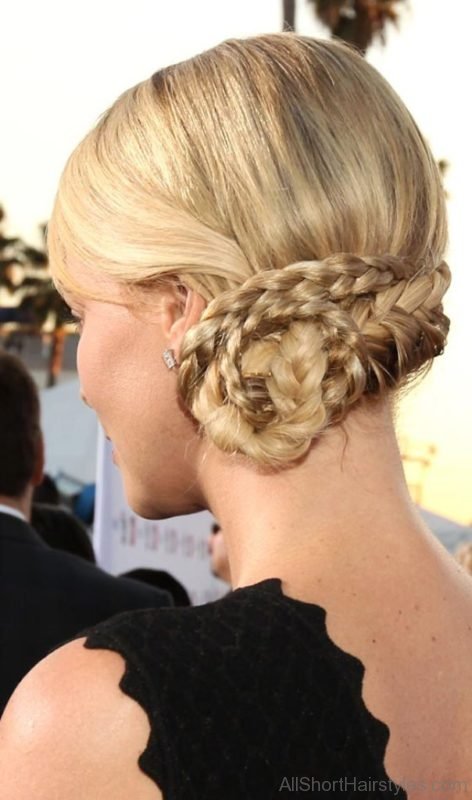 Side Swept Braided Bun hairstyle