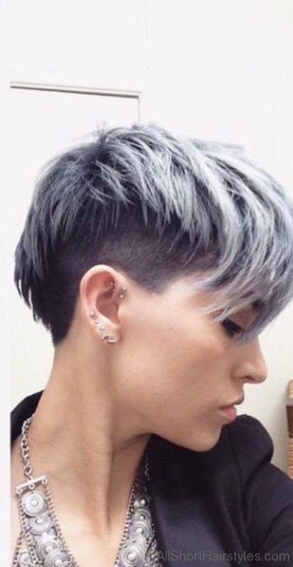 Silver pixie with undercut Hairstyle
