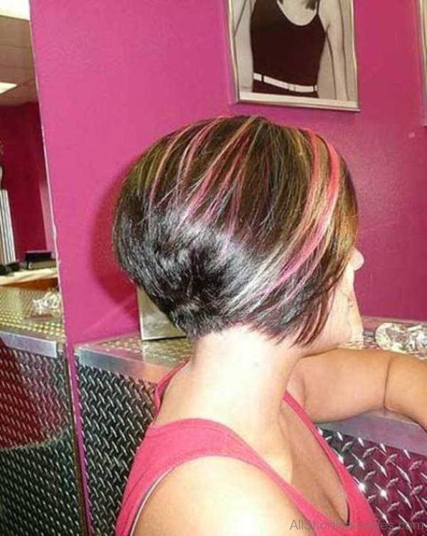 Stacked Bob With Pink Hairstyle 