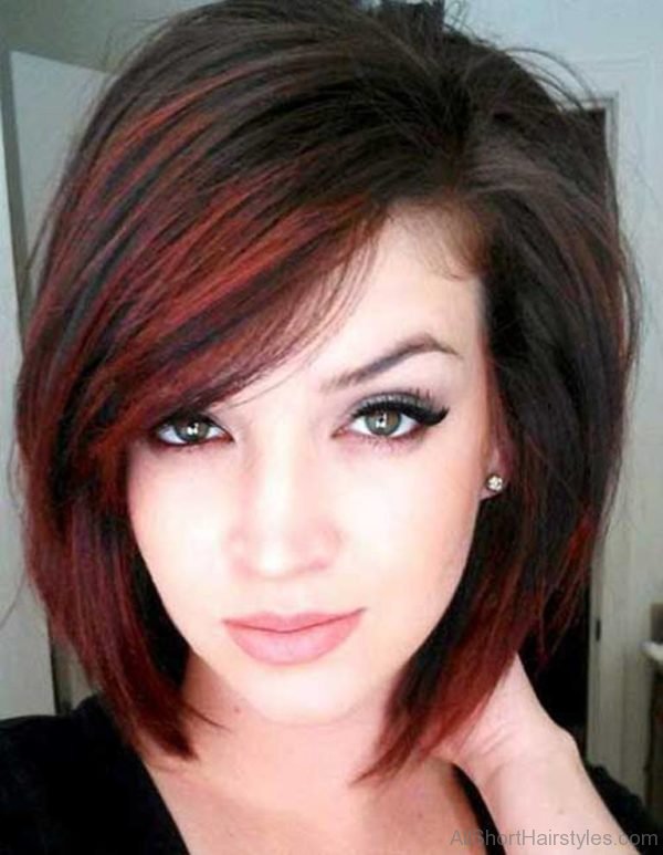 Stylish Short Side Swept Red Hair