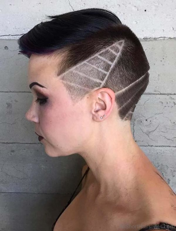 Stylish Women Short Undercut Hairstyles with Hair Tattoo