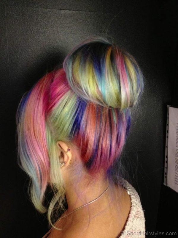 Colored Bun Hairstyle 