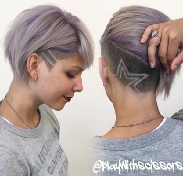 Womens Short Undercut Hairstyles with Hair Tattoo